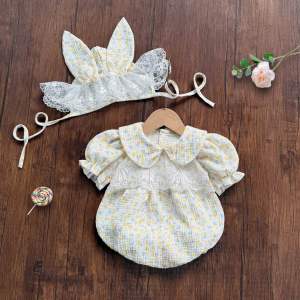 (3-12kg) Body Cổ Sen Vàng NHÍM XÙ KIDS Cho Bé Gái Sơ Sinh Đầy Tháng Thôi Nôi Sinh Nhật B108