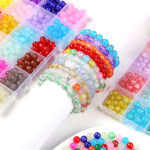 8mm Crystal Glass Beads Kit Mixed Colors Round Loose Spacer Beads with Jewelry Findings for Braceelt Necklace DIY Jewelry Making Accessories