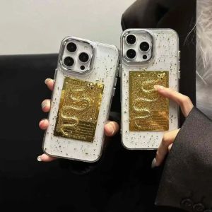 💯【Phone Case】+FREE Shipping 💯 Chinese Style Zodiac Year Gold Foil 3D Golden Snake Suitable For iPhone 16 15 14 13 12 Pro Max 14 15 16 Plus 11 Phone Case Celebrity Drop Glue Creative Anti Fall Cover