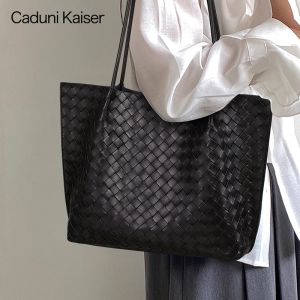 CADUNI KAISER | Large Capacity Woven Leather Women Tote Bag