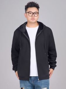 Autumn and Winter Fleece-lined Thickened Silver Fox Velvet Zipper Cardigan Mens Sweater Hoodie plus Size Loose Casual Jacket