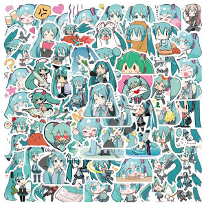65Pcs Cute Cartoon Hatsune Miku Sticker Waterproof Vinyl for Laptop Guitar Skateboard Luggage Graffiti Sticker Kid Party Gift