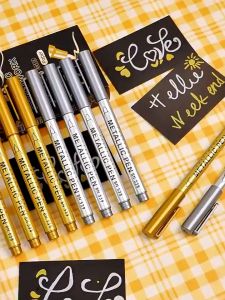 SK-A118 Spidol Warna Metalik Gold Silver Waterproof Metallic Craftwork Pen Marker / Spidol Emas