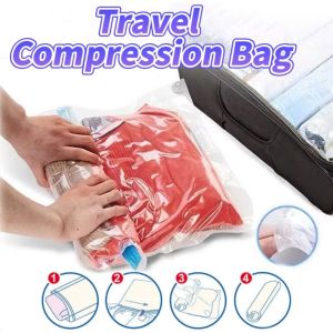 1/3/5pcs Clothes Compression Storage Bags Hand Rolling Clothing Vacuum Bag Packing Sacks Travel Space Saver Bag for Luggage Seal