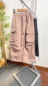 Quần kaki bé gái ống suông 5-10 tuổi túi hộp gập ống dáng thể thao hàng Quản Châu cao cấp