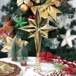 1Pcs Christmas Decoration Topper Glitter Gold Star Xmas Tree Pendant for Home Decor 2026 New Year Party Gift Navidad Ornaments