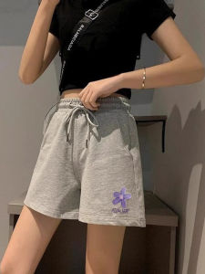 Grey Pure Cotton Sports Shorts Womens Summer Thin Fashion High Waist Loose A-Line Casual Pants Comfortable Breathable
