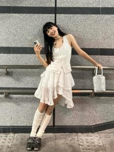 Váy Ngắn Ren Trắng Cạp Cao Không Đều Thời Trang Xuân Hè Mới Về Cho Nữ Váy Ngắn Chữ a Váy Midi Đa Năng