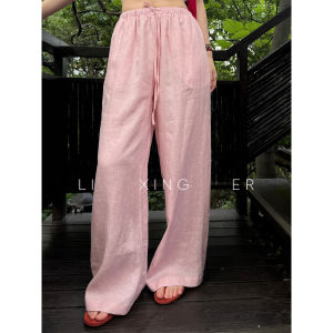 100% Linen Adjustable Loose Fit Summer Casual Pants