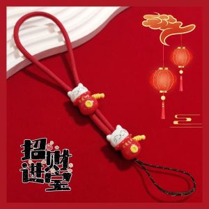 Lucky Cat Red Phone Case Strap Short Womens Handheld Wrist Rope Secure Anti-Loss Hand Rope for Mobile Phones Digital Accessories
