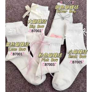 White socks womens tube socks summer thin cotton jk Lolita ballet style lace bow stockings 白色袜子女中筒袜夏季薄款棉jk洛丽塔芭蕾风花边蝴蝶结长袜