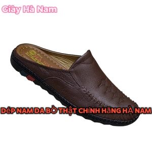 Dép Bít Mũi Nam TiTi ĐÔ Da Bò Thật Cao Cấp GSB2074