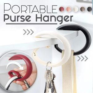 Portable ABS Table Bag Hook No Trace Free Punch Handbag Wallet Table Hook Household Storage Tool