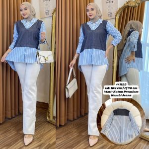 Kemeja Margaritha shirt katun mix denim casual korean style fashion best seller rompi nyatu busui panjang tangan formal nyaman wanita baju linen kain dress atasan jepang kombinasi