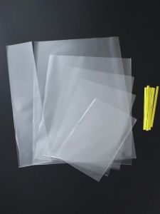 100pcs Transparent Plastic Treat Bags with Twist Ties Cellophane Bag for Cookie Candy Packaging Bags Bakery Gift Wrapping Bag