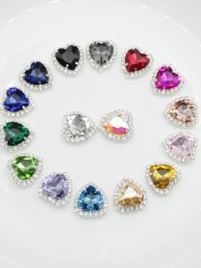 Silver Bottom Heart Shaped Hand Sewn Glass Rhinestone Alloy Drill Flat Bottom Drill DIY Handmade Fashion Jewelry Accessories