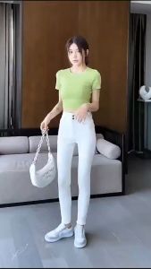 Quần Jean Trắng Nữ Hàng Co Giãn Cao Cấp Lưng Cao 2 Nút Dành Cho Bạn Gái Từ 40-65Kg