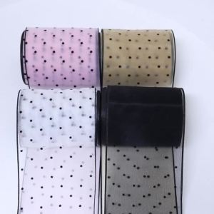 5Yards Black Polka Dots Organza Ribbon Elegant Gauze Ribbons For DIY Wedding Party Clothing Headwear Bouquet Gift Wrapping Decor
