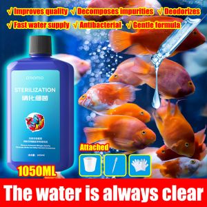 【Purifies water in 1s The is always clear】yee nitrifying bacteria aquarium large capacity 1050ML Free tools bacteria starter aquarium Nitrobacter Nitrogen for Aquarium Fish Tank Non-toxic and safe for fish and plants algae 亚甲基蓝 硝化细菌 鱼缸用品