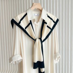 2025 New Style Thin Summer Knitted Shawl Womens Fashionable Shoulder Wrap Spring Autumn Striped Multi-Functional Scarf