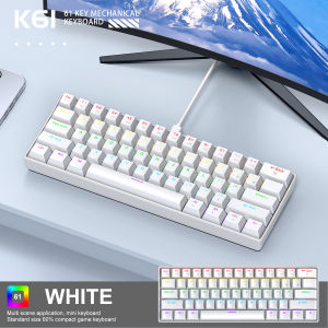 APAYADO K61 Mini Mechanical KeyboardWired61 KeysPhantom RGB Black/White Red/Blue Mechanical Switch for Gaming60% Portable