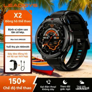 Đồng Hồ Thông Minh GPS Leadoys X2B Dành Cho Nam Với Dây Đeo Thép Không Gỉ 170+ Chế Độ Thể Thao 200+ Mặt Đồng Hồ Theo Dõi Sức Khỏe & Giấc Ngủ Đo Nhịp Tim