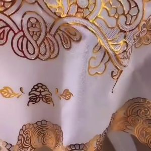 4/6/8/10 Seater Gold Round Table Cloth Waterproof Oil Proof Tablecover Dining Table Cloth PVC tablecloth Home Dining Table Cover