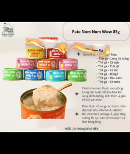 Combo 8 - 16 - 24 lon Pate Nom-Nom Wow Gà Mix Topping cho Chó Mèo 85g