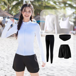 Bộ Đồ Bơi Nữ Tay Dài Rộng Rãi Nhanh Khô Chống Nắng Quần Áo Lặn Mỏng Ống Tay Dài Cạp Cao Không Có Đệm Ngực Không Có Đệm Ngực