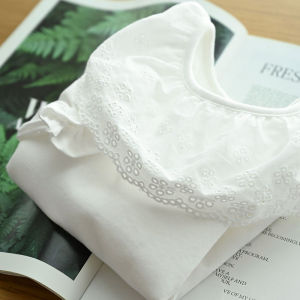 Soft Long Sleeve T-Shirt Childrens Base Layer Ruffle Collar School Uniform Kids Clothing Cotton Fabric round Neck Summer