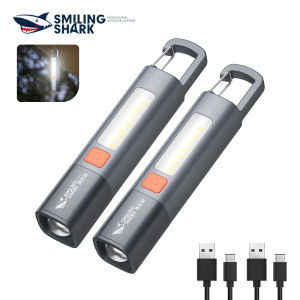 Smiling Shark SD1023 LED Torch Light XPE Super Bright Flashlight with Hook Camping Light USB Rechargeable Zoomable Waterproof Smiling Shark Sd 1023 Smiling Fish Solar Flashlight - Lazada