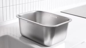 Stainless Steel Washing Bowl 10L - Portable Large Dishpan with Filter Screen Multipurpose Kitchen Sink Basin for Vegetable Fruit