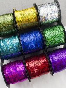 6mm Bright Sequin Strip Laser Connected Sequin String Fabric Accessories Wedding Dress Evening Gown Various Garment Trimmings
