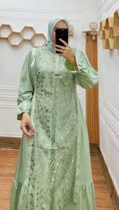 Pessel Collection - Gamis Maxmara Silk Mix Tile Sequin Payet Pundak M L XL XXL