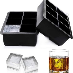 4/6/8 Grid DIY Ice Maker Big Square Ice Cube Molds Cube Tray Durable Bar Pub Wine Ice Blocks Maker ﻿For Whiskey Cocktail Wine