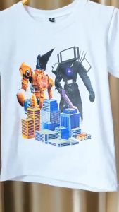 Áo thun in hình Titan TV ManTitan Drill manTV Man nâng cấp Upgraded Drill man cho bé 12kg-45kg ( Mẫu DRILLMAN01)