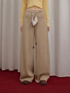 unifree | Quần Tây Knitted Loose Thẳng Có Dây Đai