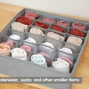 30 Grids Foldable Bamboo Wardrobe Storage Box For Underwear Socks Panties Organizer Storage Box Closet Organize