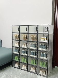 Large Size Shoe Box Foldable Storage Box Stackable Shoe Rack Organizer Waterproof Cabinet Clothes Organizer Wardrobe Bag Display Cabinet Space Saver Storage Box Shoe Box