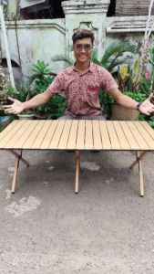 Meja Lipat Outdoor Aluminium Meja Lipat Camping Meja Lipat Portable 120 x 60 x 45 cm