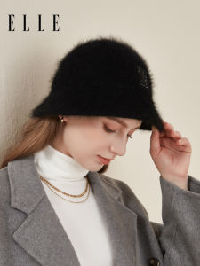 Elle Rabbit Fur Fisherman Hat Womens Autumn and Winter Outdoor Fashion All-Matching Casual Cute Face Slimming Hair-Styling Bucket Hat