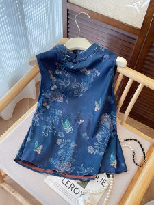 PAIBOLI | New Chinese Style Retro Blue Vest Top