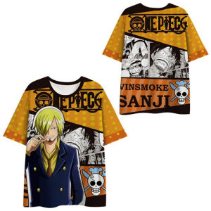 Bandai | One Piece Around Clothes Animation Two Dimensional Nautical King T-shirt Luffy Solon Impression Summer Men Short-sleeved Tide