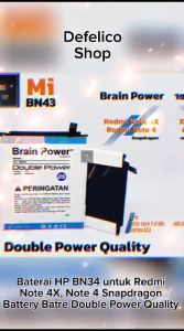 Baterai HP Xiaomi Redmi Note 4 SNAPDRAGON BN 43 Batre HP Xiomi Note 4x BN43 Batrai Original Ori Double Power CPU Octa-Core