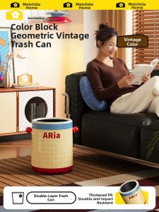 MEISD | Dopamine Color Stylish Living Room Bathroom Covered Bin