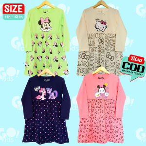 Dress anak lengan panjang Tsum tsum salem / COD / Baju anak / Dress murah