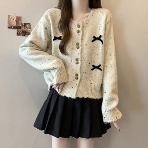 Áo Len Cardigan Dài Tay Mềm Mại Cho Nữ Mùa Thu Áo Khoác Ngoài Che Phủ Thịt Dáng Rộng Chất Liệu Polyester Cài Nút Đơn