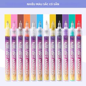 Bộ 12 Màu Bút Vẽ Nail Art Vẽ Đường Nét Thủ Công Tự Làm Bút Vẽ Móng Acrylic Bút Vẽ Graffiti Trên Móng Dùng Cho Chuyên Nghiệp & Sử Dụng Tại Nhà