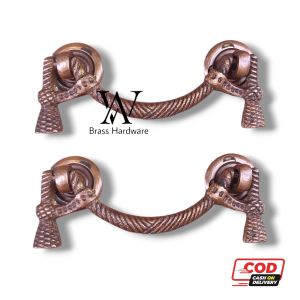 Tarikan Laci Kuningan Antik Motif Tali Tampar 2 Pcs