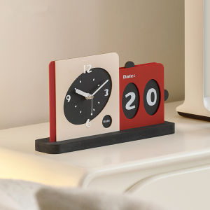Minimalism Nordic siri meja jam senyap kreatif kalendar jadual jam mudah pejabat rumah moden ruang tamu hiasan bisu 17.3x31.8cm